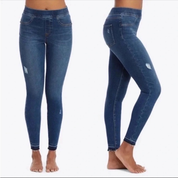 SPANX high rise skinny jeans size Medium 8/10 distressed ankle length - Picture 1 of 12